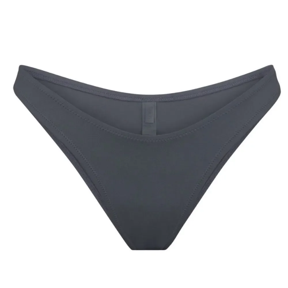 NWT SKIMS Recycled Swim Mid Coverage Bottom Swim Bikini Bottom In Gunmetal Gray